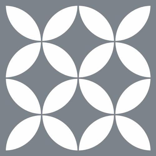 Draeger Paris – Fliesenaufkleber für Wandfliesen – Ideal für Küche und Bad – Set mit 6 quadratischen Aufklebern Motiv Rosetten grau und weiß 15 x 15 cm von DRAEGER