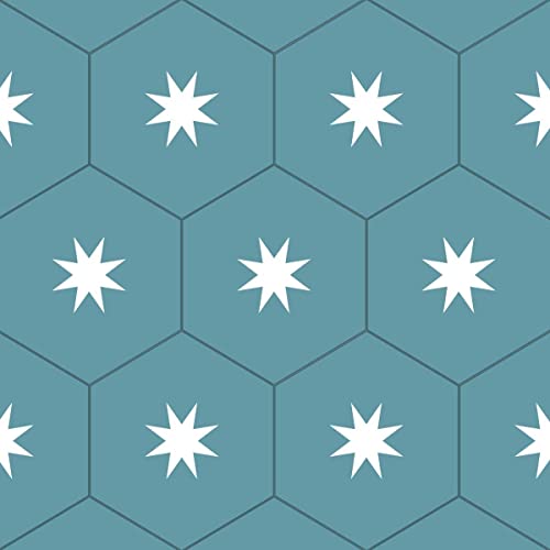 Draeger Paris – Fliesenaufkleber für Wandfliesen – Ideal für Küche und Bad – Set mit 6 quadratischen Aufklebern Tometten blau grün Sterne 15 x 15 cm von DRAEGER