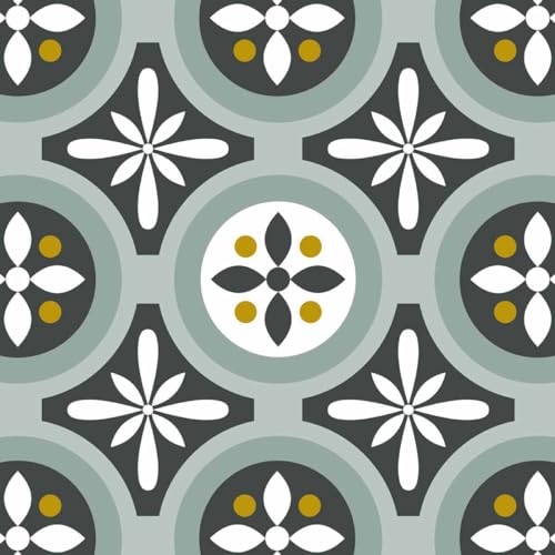 Draeger Paris – Fliesenaufkleber für Wandfliesen – Ideal für Küche und Bad – Set mit 6 quadratischen Aufklebern mit Blumenmotiven – Wassergrün 15 x 15 cm von DRAEGER