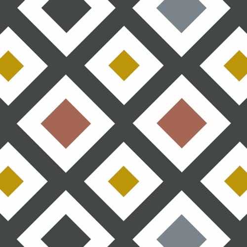 Draeger Paris – Fliesenaufkleber für Wandfliesen – Ideal für Küche und Bad – Set mit 6 quadratischen Aufklebern mit Rauten gelb grau 15 x 15 cm von DRAEGER