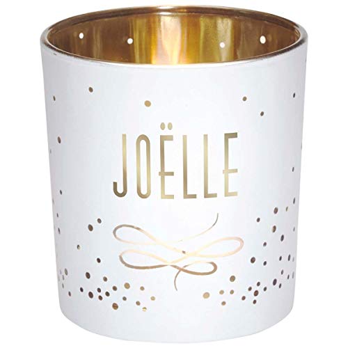 Draeger Paris Teelichthalter Joelle, Glas weiß und Gold, H8 x L 7,5 cm von DRAEGER
