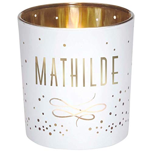 Draeger Paris Teelichthalter Mathilde, Glas weiß und Gold, H8 x L 7,5 cm von DRAEGER