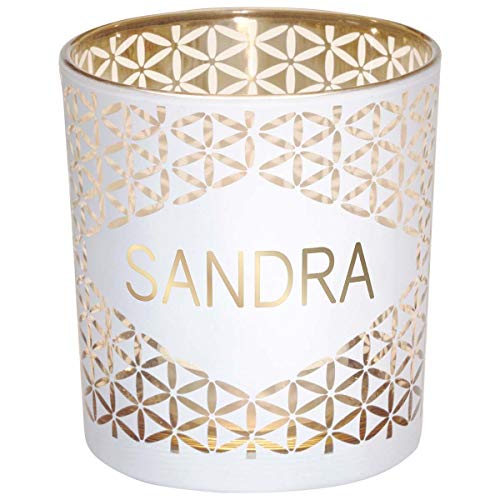 Draeger Paris Teelichthalter Sandra aus Glas weiß und Gold, H8 x L 7,5 cm von DRAEGER