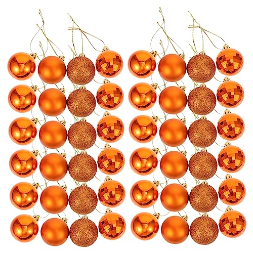 DRESSOOS 48st Weihnachtskugeln Orangefarbene Ornamente Hängende Kugelornamente Goldener Weihnachtsschmuck Weihnachts-paillettenkugeln Weihnachtskugel-Ornamente Plastik Pack Weihnachtsbaum von DRESSOOS
