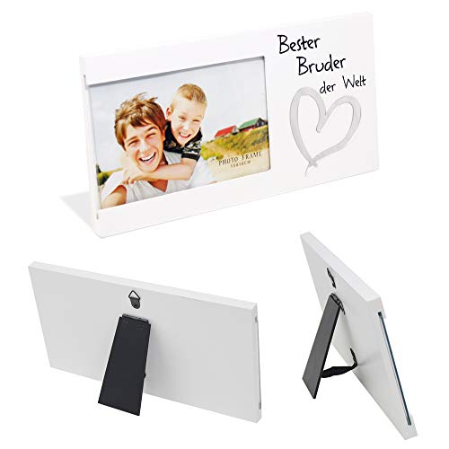 10 x 15 cm Bilderrahmen Weiß Holz Fotorahmen zum Aufstellen Beste Bruder der Welt Fotohalter Vatertag Holzbilderrahmen Geschenkideen Weihnachten Rahmenloser Bilderrahmen Glas Bilderrahmen Wand Rahmen von DRULINE