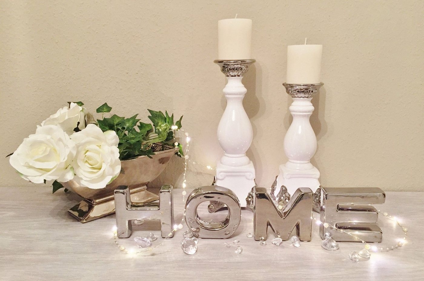 DRULINE Deko-Buchstaben Keramik Buchstaben "HOME" Schriftzug Shabby Chic von DRULINE