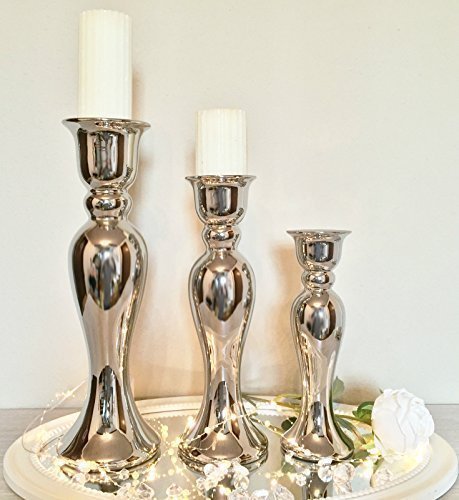 Keramik Kerzenhalter - dekoratives Windlicht - Kerzenständer - Kerzenleuchter - edle Tischdeko - Hochzeitsdeko - Alex Klein - 30 cm hoch von DRULINE