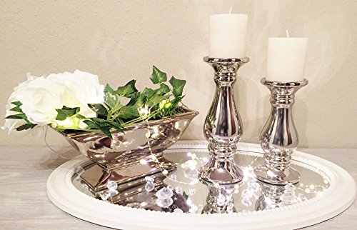DRULINE Keramik Kerzenhalter - dekoratives Windlicht - Kerzenständer - Kerzenleuchter - edle Tischdeko - Hochzeitsdeko - 2er-Set Rund - 20 und 25 cm hoch von DRULINE
