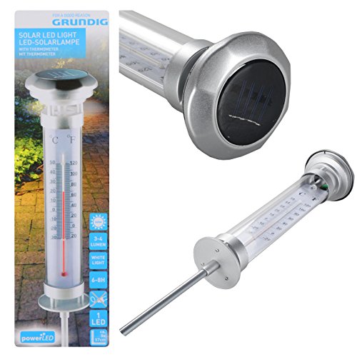 Solar LED Gartenleuchte Thermometer Laterne Beleuchtung Outdoor 3-4 Lumen von DRULINE