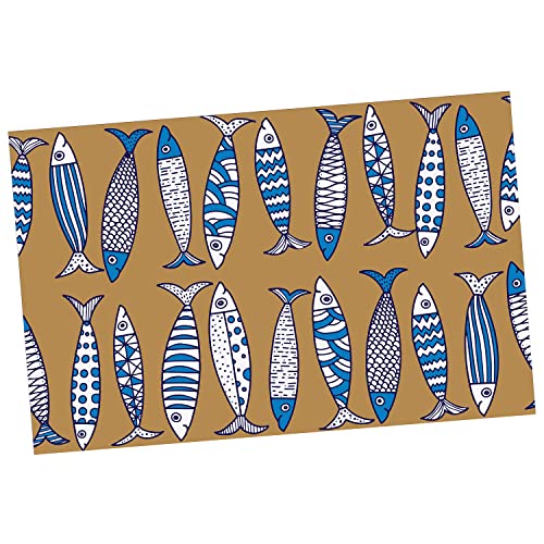 DRW Fußmatte aus Polyester und PVC mit Fischen 40 x 60 x 1 cm, Multi, estandar von DRW