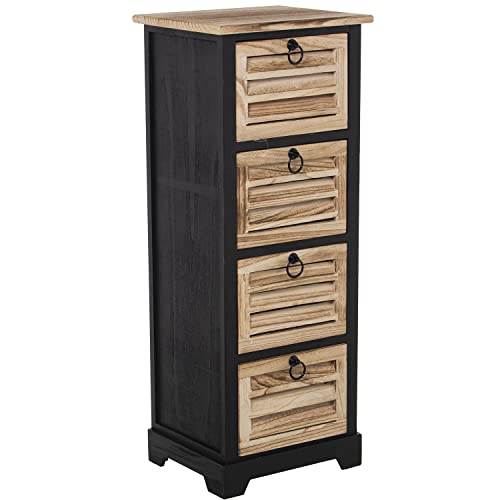 DRW Kommode, Holz und MDF, Schwarz/Natur, 160x3.5x80 cm von DRW