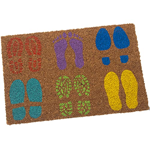 DRW Rechteckige Fußmatte aus Kokosfaser mit natürlichen Füßen 40 x 60 x 2 cm, Mehrfarbig, estandar von DRW