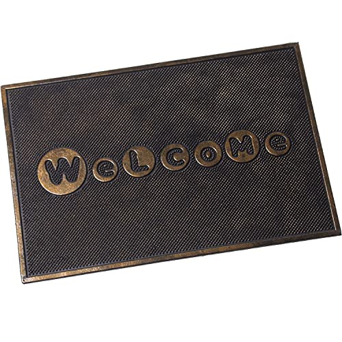 DRW Rechteckige Gummimatte mit Welcome-Logo in Schwarz und Gold, 40 x 60 cm, Mehrfarbig, estandar von DRW