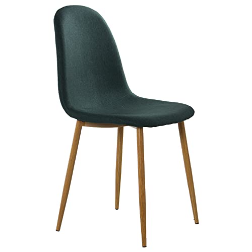 DRW Set mit 4 Stühlen und Metallbeinen in Holzoptik in Grün und Holz 44 x 52 x 87 cm, Höhe Sitzfläche: 49 cm, Grande von DRW