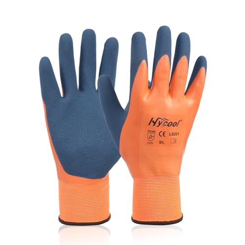 DS Safety Arbeitshandschuhe Herren und Damen - Wasserdichte Gartenhandschuhe mit Schaumlatex und Gummibeschichtung Handschuhe (1 Paar-Orange) Größe 10/XL von DS Safety