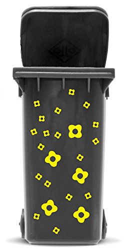 Aufkleber Set Blumen, Wetterfester Außenbereich Sticker für Mülltonne, Mülleimer, Auto, Laptop, Blume in 2 Größen, Farbe:gelb von DSD Supplies ltd