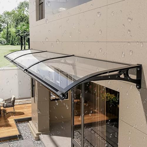 Extern überdachung haustür Vordach, Modern haustürüberdachungen, terrasse tür überdachung Mit Aluminiumhalterung, Geräuschlos, wetterfest, schnee- und UV-beständig.(Color:Nero,Size:L120*W400cm/L48*W15 von DSEWTEZXI