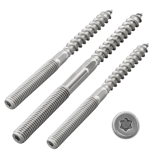 Stockschrauben mit Torx-Antrieb (TX) | Edelstahl A2 / V2A | Doppelgewindeschrauben | Schraubstifte | Holzschraube (M6 x 90 mm, 10 Stück) von DSM-Verbindungstechnik