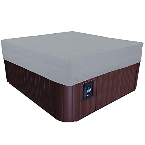 Platz Garten Whirlpool Abdeckung, Outdoor SPA Whirlpool-Abdeckung 210D Oxford Pool-Staubschut Wasserdicht Staubdichte UV-beständige SPA-Whirlpool-Abdeckungs,Grau,207 * 207 * 30cm von DTLEO