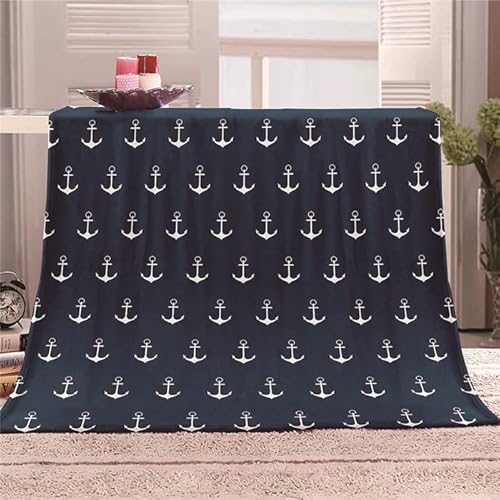 DUCATS Kuscheldecke Flanell Anker Motiv 150 x 200 cm Flauschige Weiche Wohndecke mit 3D-Digitaldruck - Gemütliche Sofadecke für Kinder, Jugendliche und Erwachsene, TV-Decken von DUCATS