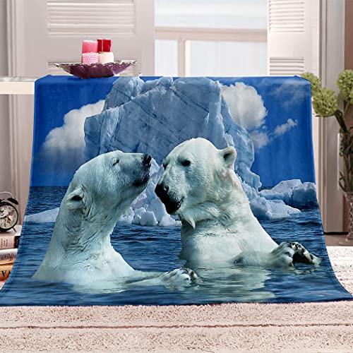 DUCATS Kuscheldecke Flanell EisbäR 150 x 200 cm Mikrofaser Weiche Wohndecke mit 3D-Digitaldruck - Gemütliche Sofadecke für Kinder, Jugendliche und Erwachsene von DUCATS