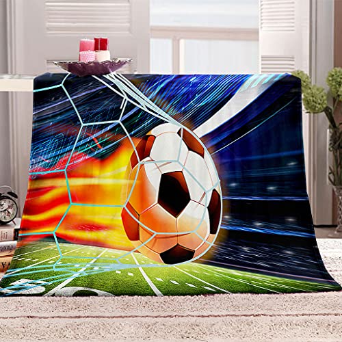 DUCATS Kuscheldecke Flanell FußBall 150 x 200 cm Mikrofaser Weiche Wohndecke mit 3D-Digitaldruck - Gemütliche Sofadecke für Kinder, Jugendliche und Erwachsene von DUCATS