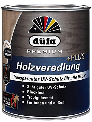 DÜFA PREMIUM HOLZVEREDELUNG PLUS UV| Wetterschutz-Lasur | Holzschutz-Lasur | Absolute Premium-Qualität | 0,75 Liter NATUR von DÜFA