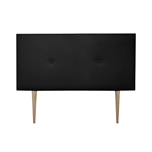 DUÉRMETE ONLINE gepolstertes Kopfteil Modell Mailand | Bezug aus hochwertigem Kunstleder, Holz, Schwarz, 100 x 60 cm Con Patas (Cama 90) von DUÉRMETE ONLINE