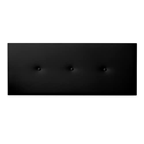 DUÉRMETE ONLINE gepolstertes Kopfteil Modell Mailand | Bezug aus hochwertigem Kunstleder, Holz, Schwarz, 145 x 60 cm (Cama 135/140) von DUÉRMETE ONLINE