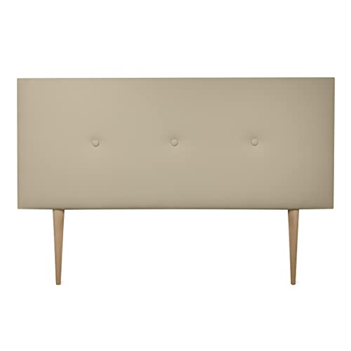 DUÉRMETE ONLINE gepolstertes Kopfteil Modell Mailand | Bezug aus hochwertigem Kunstleder, Holz, beige, 145 x 60 cm Con Patas (Cama 135/140) von DUÉRMETE ONLINE