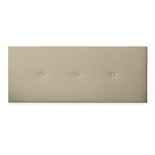 DUÉRMETE ONLINE gepolstertes Kopfteil Modell Mailand | Bezug aus hochwertigem Kunstleder, Holz, beige, 170 x 60 cm (Cama 160) von DUÉRMETE ONLINE