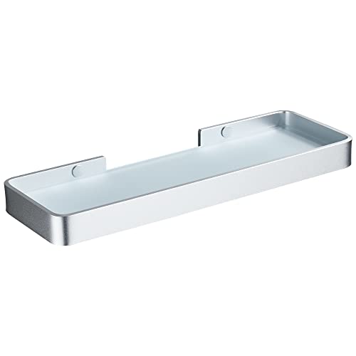 DUFU Duschregal ohne Bohren Duschkorb Selbstklebend Duschwanne mit rostfreiem Organizer Aufbewahrung Kein Schaden Gehärtetes Glas Raum Aluminium Badezimmerzubehör 30cm Silber von DUFU