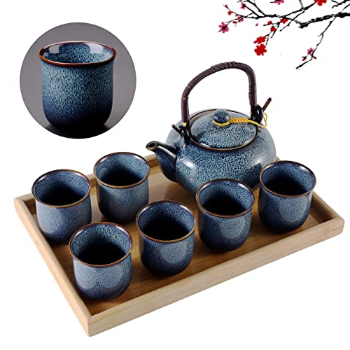 DUJUST japanische Porzellan Teeservice, einzigartiges chinesisches Teeservice Set, hellblau von DUJUST