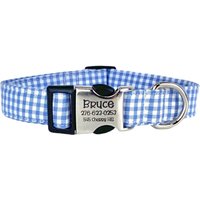 Baby Blau Gingham Hundehalsband, Hundehalsband Mit Gravur, Personalisierter Schnalle von DUKEandFOX