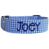 Baby Blau Gingham Hundehalsband, Hundehalsband Personalisiert, Besticktes Custom Dog Id von DUKEandFOX