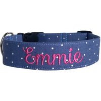Chambray Polka Dot Hundehalsband, Benutzerdefinierte Besticktes Hundehalsband Mit Gravur, Schnalle Für Hunde, Personalisiertes von DUKEandFOX