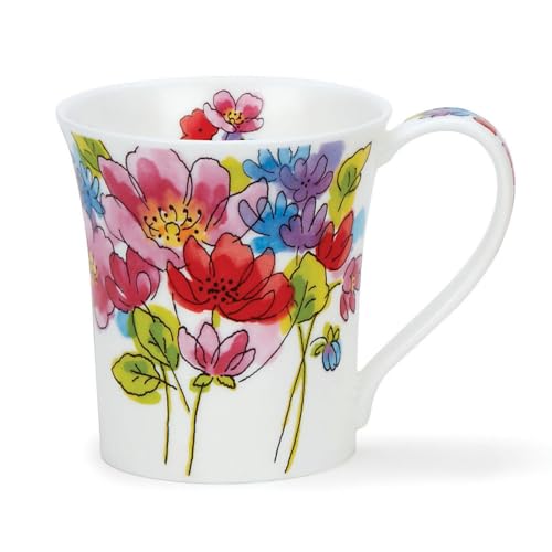 DUNOON Fine Bone China 0,2 Liter Jura Becher Inky Florals (Rosa) von DUNOON