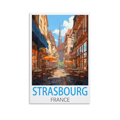 Straßburg, Frankreich, Vintage-Reiseposter, 40 x 60 cm, Leinwand-Kunst, Wandbild, Gemälde, Dekoration, Wohnzimmer, Schlafzimmer, Dekoration von DUnLap