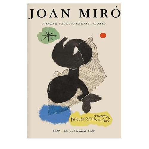 DWJOJ LJQIA Joan Miro Leinwand Poster Joan Miro Gemälde (Sprechen allein) Bilder Linien Wandkunst Abstrakte Drucke für Wohnen Wohndekoration 20x30cm Kein Rahmen von DWJOJ LJQIA