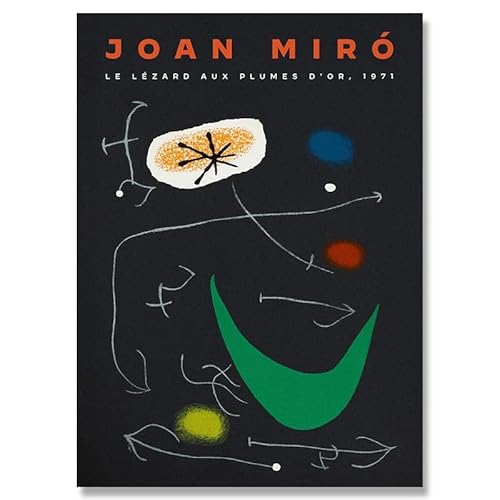 DWJOJ LJQIA Joan Miro Leinwand Poster Joan Miro Gemälde Grün Form Bilder Linien Wandkunst Abstrakte Drucke für Wohnzimmer Heimdekoration 20x30cmx1 Kein Rahmen von DWJOJ LJQIA