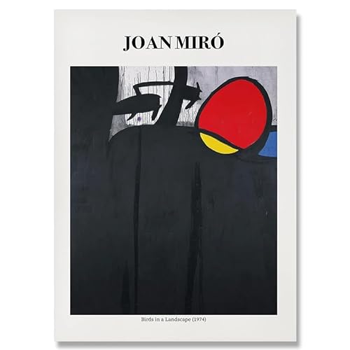 DWJOJ LJQIA Joan Miro Leinwand Poster Joan Miro Gemälde Rot Graffiti Bilder Linien Wandkunst Abstrakte Drucke für Wohnzimmer Heimdekoration 20x30cmx1 Kein Rahmen von DWJOJ LJQIA