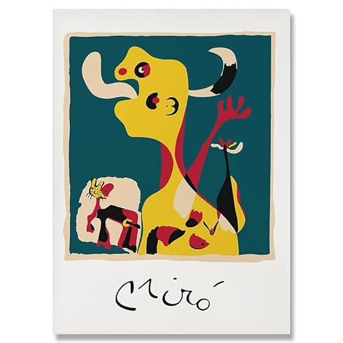 DWJOJ LJQIA Joan Miro Leinwand Poster Joan Miro Malerei Graffiti Bilder Gelbe Form Wandkunst Abstrakte Drucke für Wohnzimmer Heimdekoration 20x30cmx1 Kein Rahmen von DWJOJ LJQIA