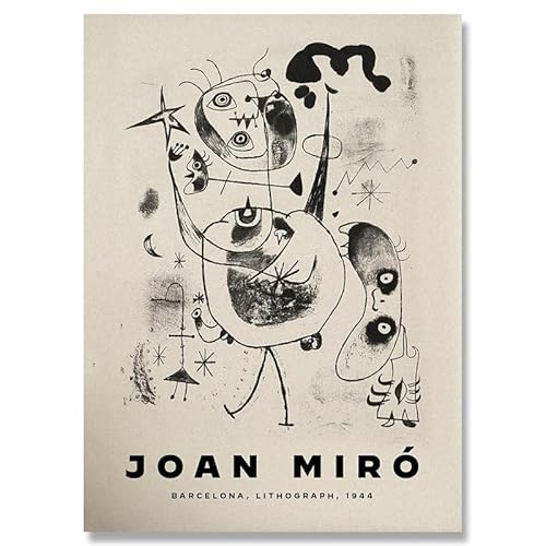 DWJOJ LJQIA Joan Miro Leinwand Poster Joan Miro Malerei Lithograpm Bilder Linien Wandkunst Abstrakte Drucke für Wohnzimmer Wohndekoration 20x30cmx1 Kein Rahmen von DWJOJ LJQIA