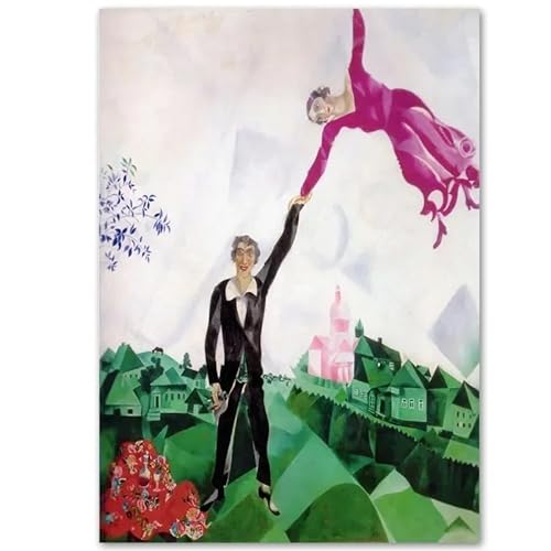 DWJOJ LJQIA Marc Chagall Ausstellung Drucke Und Leinwand Malerei Die Promenade Bild Marc Chagall Wandkunst Retro Poster Für Wohnzimmer Dekor 20x30cm Kein Rahmen von DWJOJ LJQIA