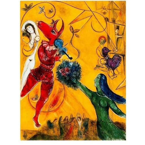DWJOJ LJQIA Marc Chagall Drucke Und Leinwand Gemälde Voller Liebe Bild Marc Chagall Ausstellung Wandkunst Retro Poster Für Wohnzimmer Dekor 20x30cm Kein Rahmen von DWJOJ LJQIA
