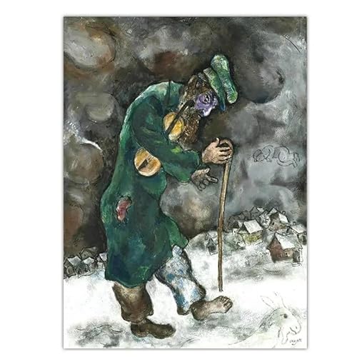 DWJOJ LJQIA Marc Chagall Wandkunst Der unterdrückte Geiger Bilder Marc Chagall Drucke Und Leinwand Malerei Retro Poster Für Wohnzimmer Dekor 20x30cm Kein Rahmen von DWJOJ LJQIA