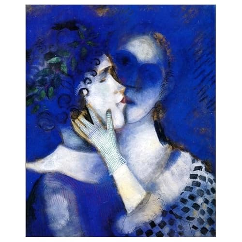 DWJOJ LJQIA Marc Chagall Wandkunst Kuss Liebhaber Bild Marc Chagall Ausstellung Drucke Und Leinwand Malerei Retro Poster Für Wohnzimmer Dekor 20x30cmx1 Kein Rahmen von DWJOJ LJQIA