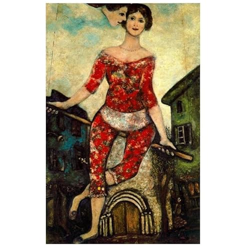 DWJOJ LJQIA Marc Chagall Wandkunst Rot Ehepartner Bild Marc Chagall Ausstellung Drucke Und Leinwand Malerei Retro Poster Für Wohnzimmer Dekor 20x30cmx1 Kein Rahmen von DWJOJ LJQIA
