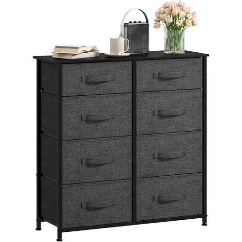 DWVO Kommode mit 8 Schubladen, langlebiger Stoff, Robustes Metallgestell, modern und funktional, ideal für Schlafzimmer, Wohnzimmer, Flur, Kinderzimmer, dunkelgrau w/Stoff-Griffen DWVO Kommode mit 8 Schubladen, langlebiger Stoff, Robustes Metallgestell, modern und funktional, ideal für Schlafzimmer, Wohnzimmer, Flur, Kinderzimmer, dunkelgrau w/Stoff-Griffen von DWVO