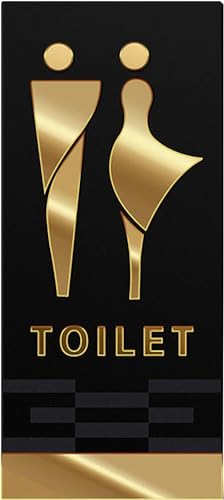 Badezimmerschild, Toilettenschilder for Männer und Frauen, Badezimmertürschilder, Toilettenwanddekoration, 3D-Acryl-Unisex-Toilettendekor, for Büros, Unternehmen und Restaurants(Color:Gold,Size:XXL) von DXchfuw